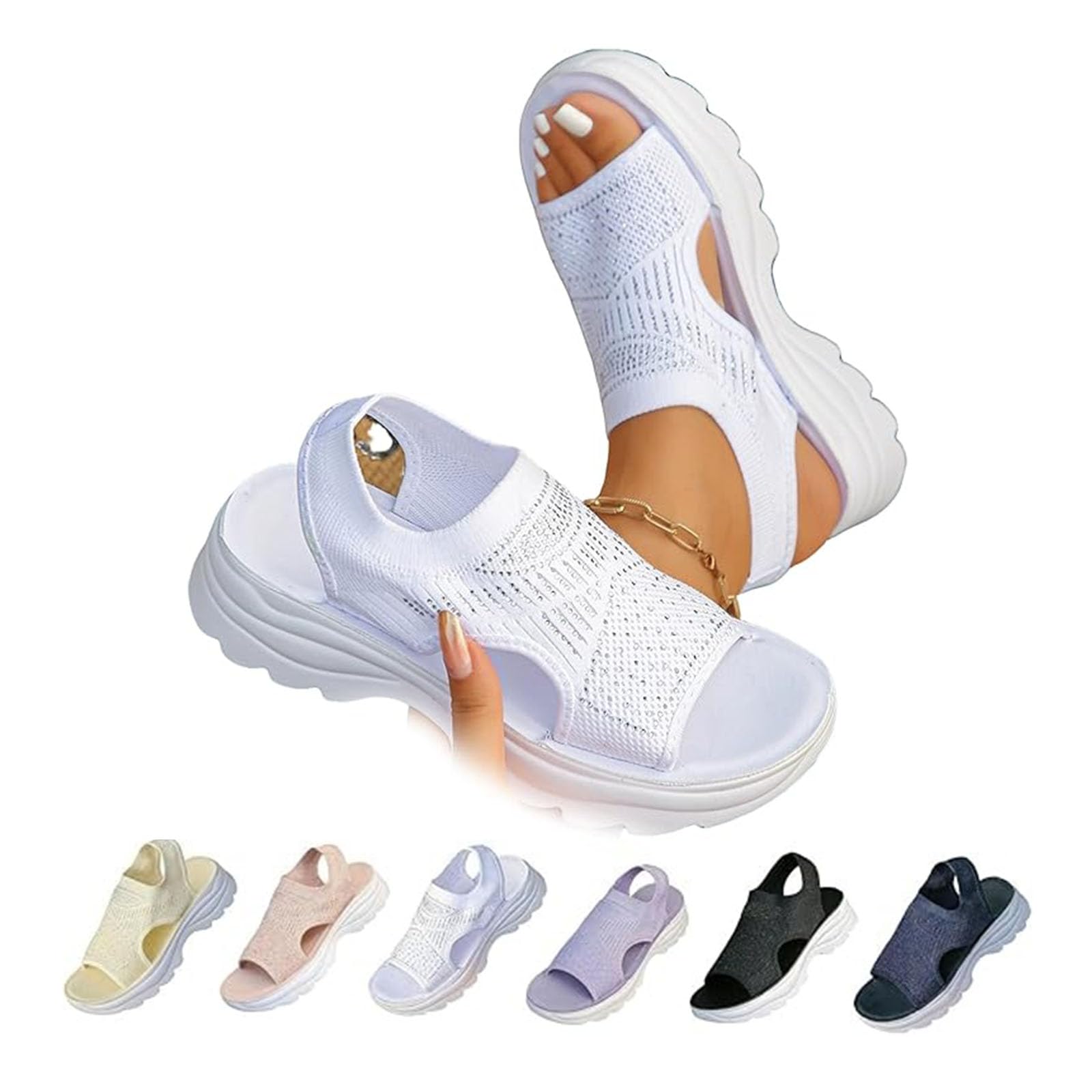 Sandalias ortopédicas para mujer, zapatos de playa para mujer, White, 40 EU