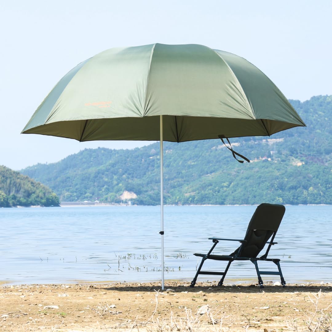 MK-Angelsport Mega, ombrellone da pesca, XXL, 3 m, per pescatori, tenda da pesca, ombrellone da campeggio, senza parete laterale, verde, Grandes