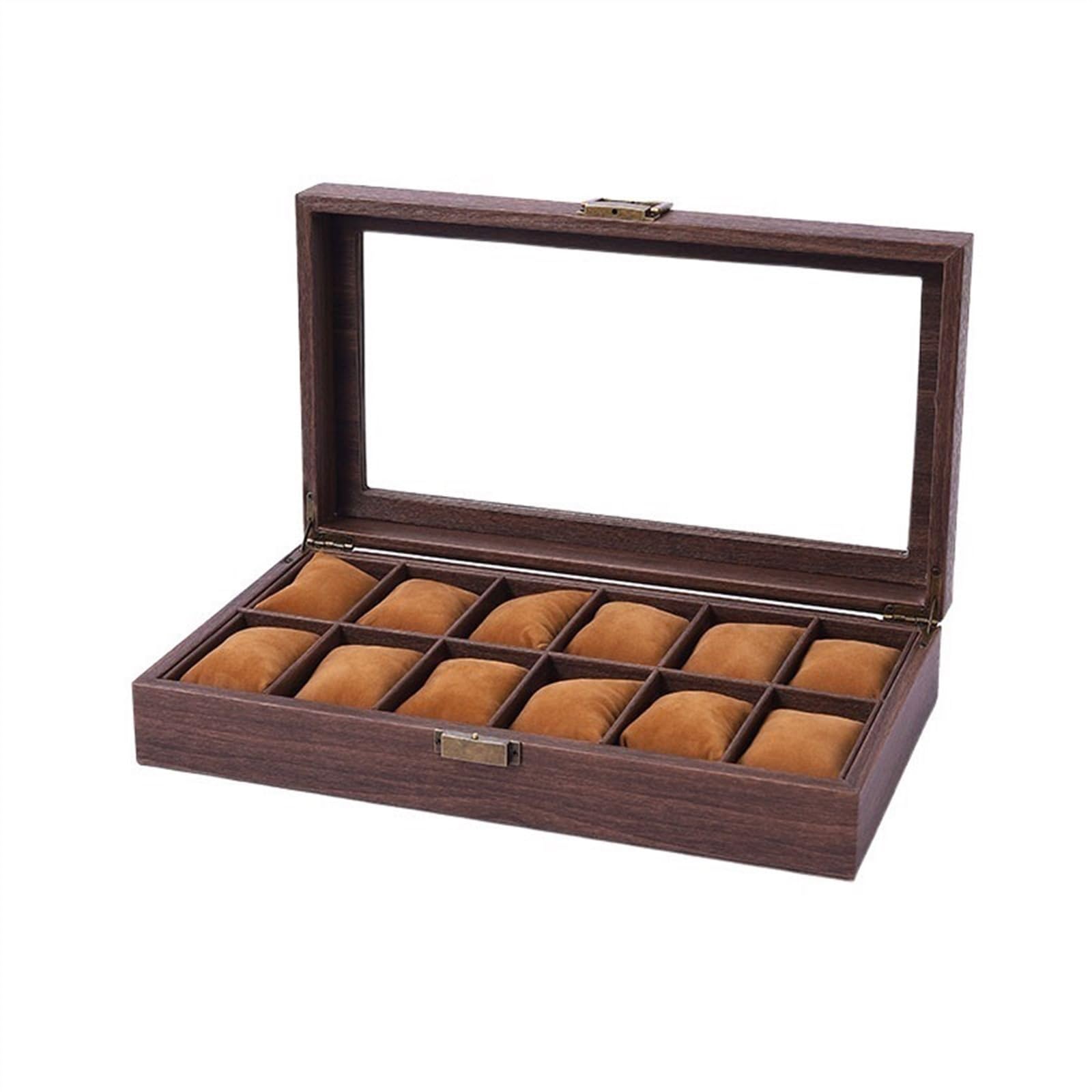 Kx9Lb8d Watch Storage Box 12 Compartments, Large Capacity Imitation Wood Grain Watch Collection Box Multifunctional Jewelry Organizer Holder