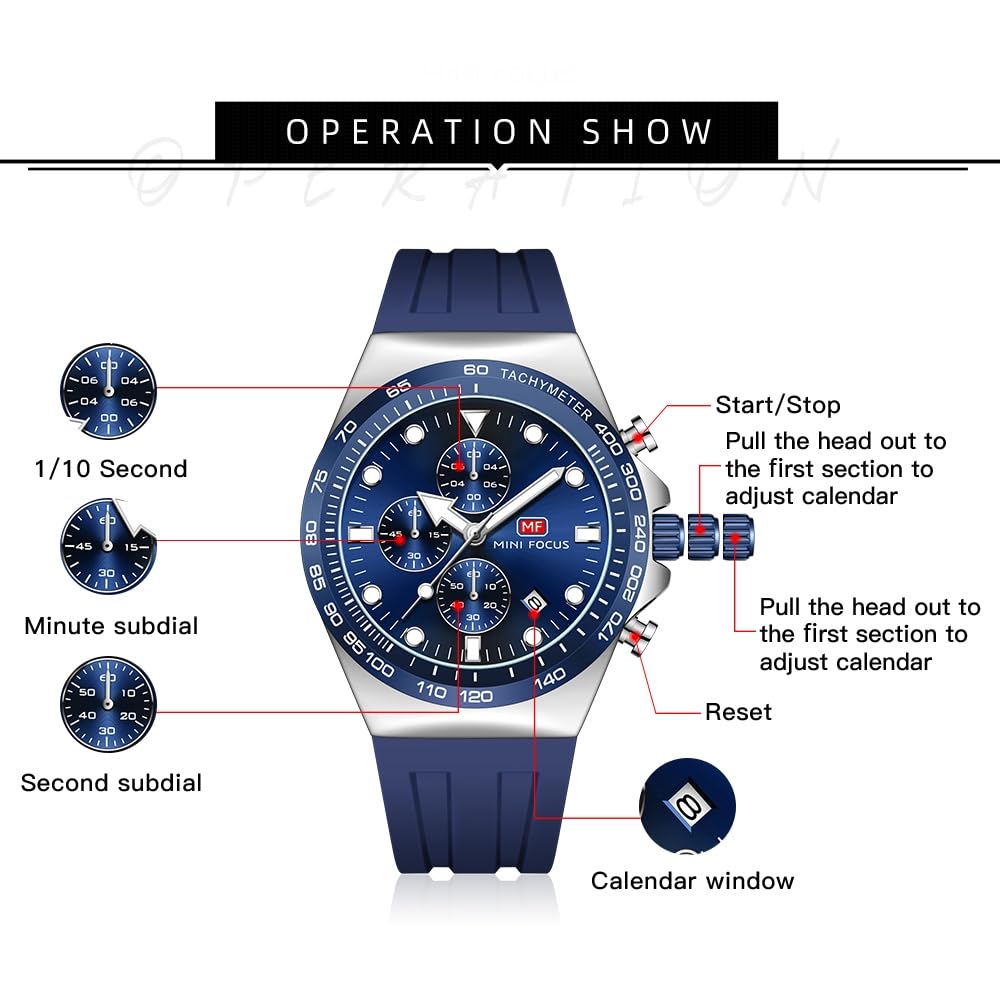 AIMES Orologio da polso da uomo, impermeabile, analogico, al quarzo, cronografo, elegante, per affari, lavoro, moda, casual, sportivo, elegante, regalo per