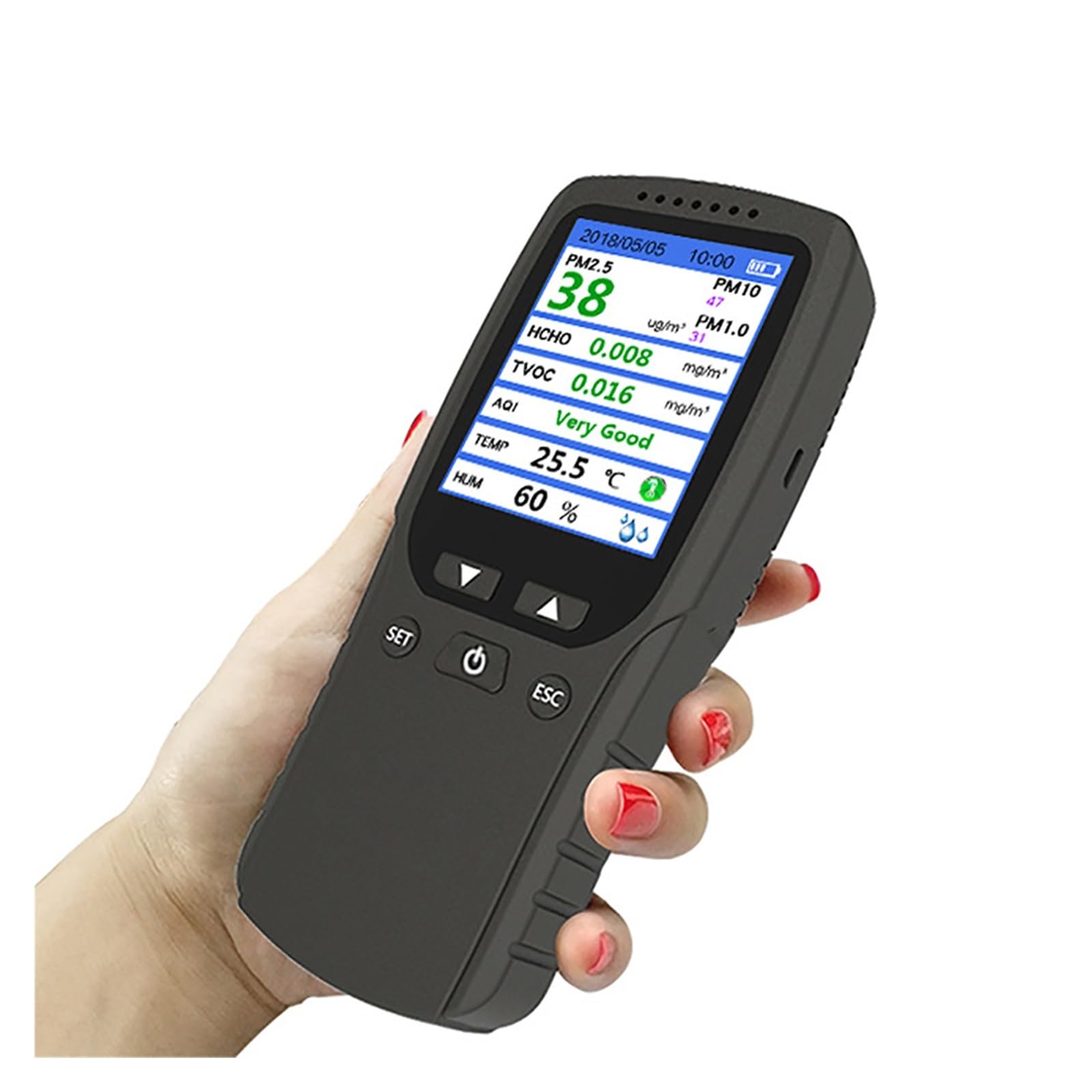 Monitor Di Qualità Dell'aria Contatore Particelle Polvere D'aria A 3 Canali Analizzatore Gas Rilevatore PM10 Pm1.0 Pm2.5 Per cucina e camper