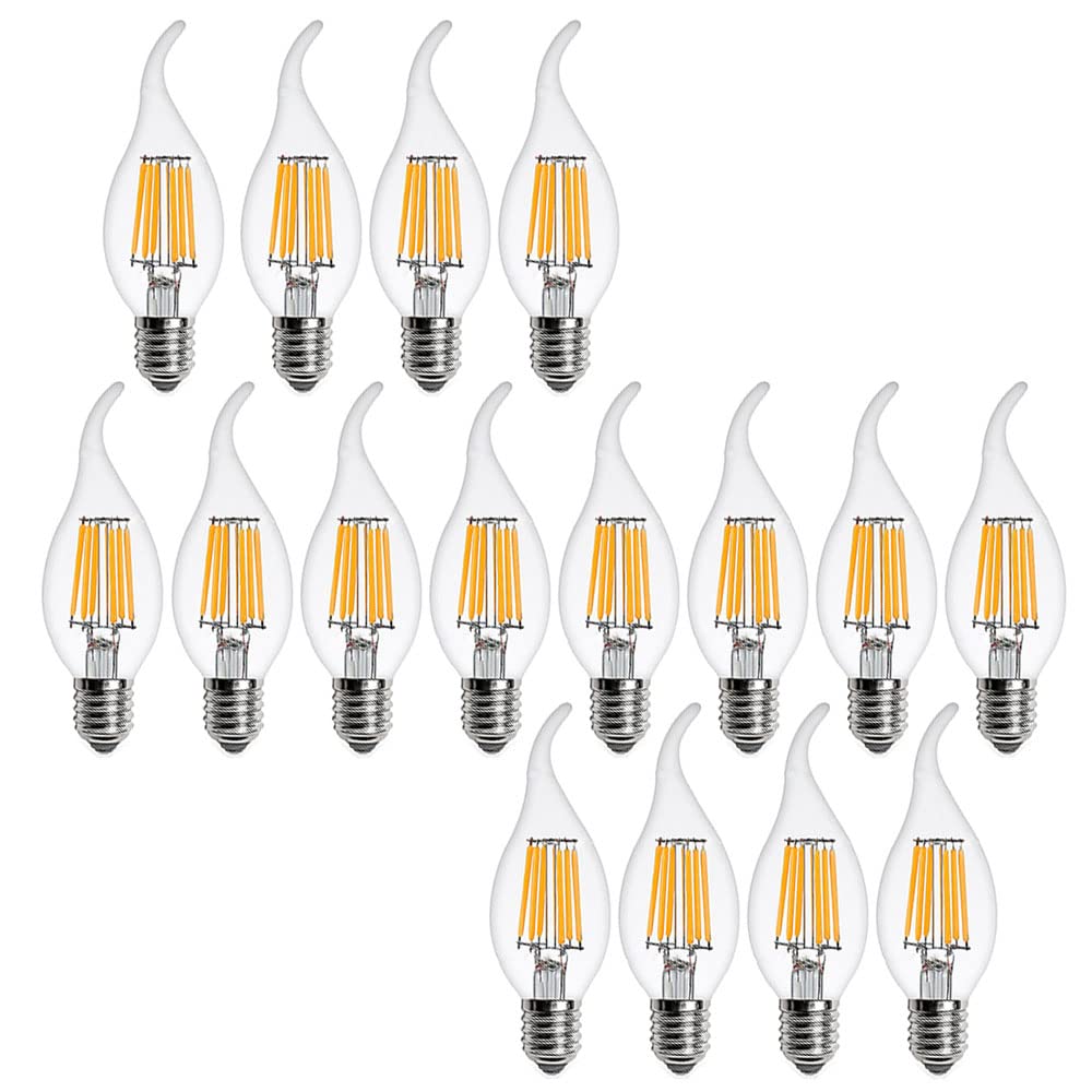 Ruihua 16 Packungen E14 6W Dimmbare Warmweiß 2700K LED Filament Glühbirnen,600LM Edison Vintage Kerzenbirne C35 Kleine Spirale Energiesparend Lampe,AC 220-240V