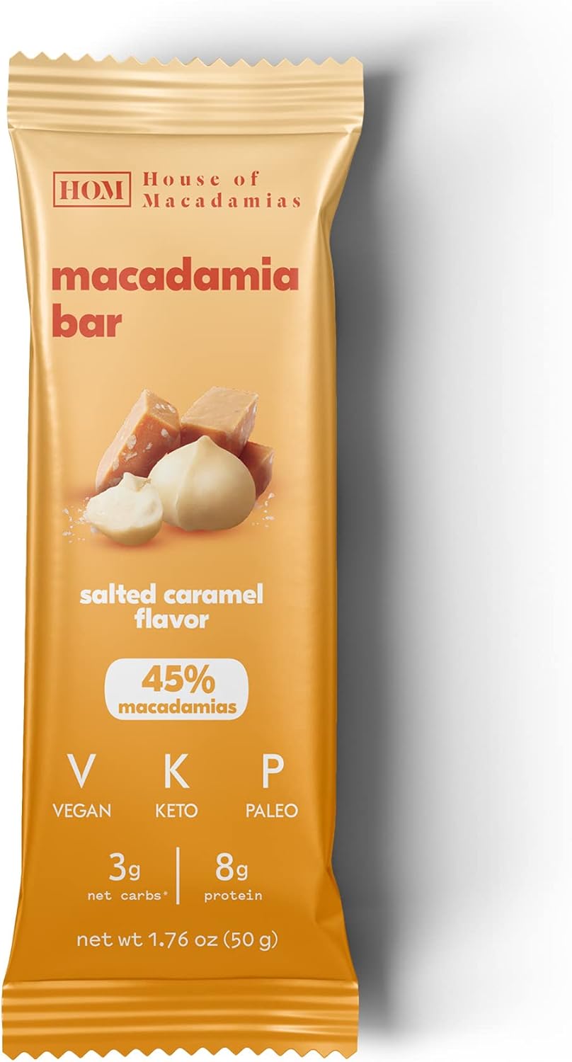 House of Macadamias Macadamia Bars 12Pack, Salted Caramel Flavour