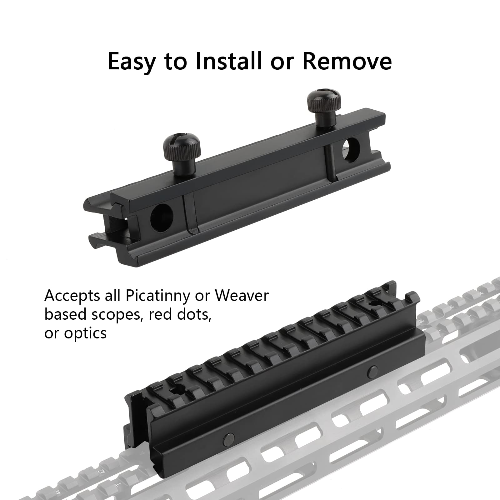 Riser Base Mount QD 20mm Picatinny Rail Aleación de Aluminio con 14 Ranuras de Riel Picatinny Adaptador