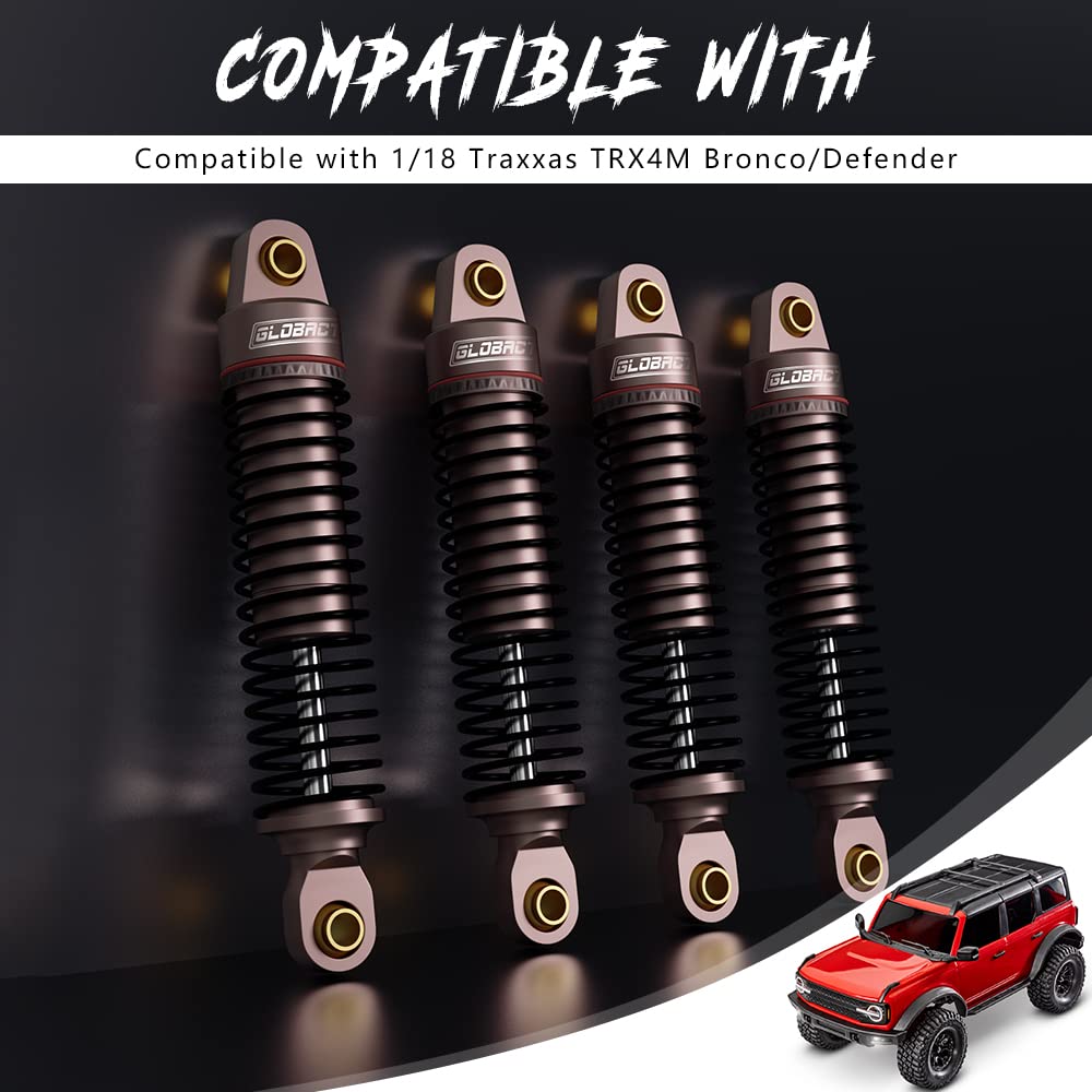 GLOBACT 52mm Aluminum Front & Rear Shocks for 1/18 TRX4M Upgrade Parts (4PCS Brown)