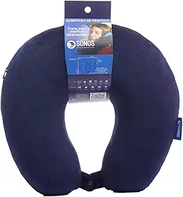 Almofada De Pescoço Sonos Tradicional Para Viagem E Descanso (Azul-Marinho)