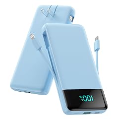 Portable Charger for iPhone 13800mAh Slim Power Bank with Built-in Cables AC Wall Plug All in One 4