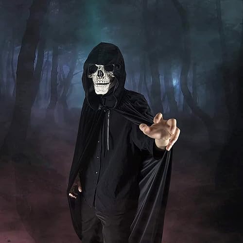 Miniatura 3 de Capa de Halloween con capucha, disfraz de Halloween, capa larga de terciopelo con capucha para adultos, capa negra para mujeres, capa con capucha