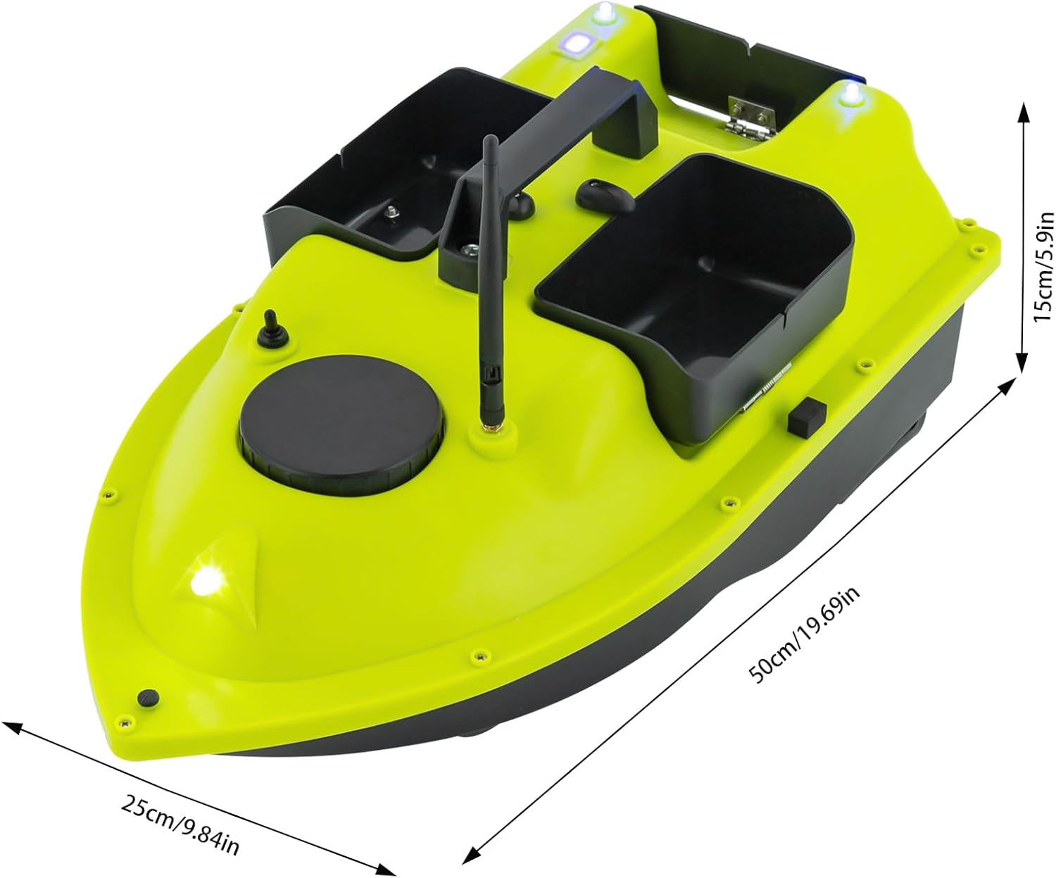 RC Bait Boat for Surf Fishing, Long-Distance Surf RC Fishing Bait Boat, 1968ft Bait Deployment - 4.4lb Loading Capacity with LCD Screen, Fish Bait Boats for Lake/Ocean Angling (Green)