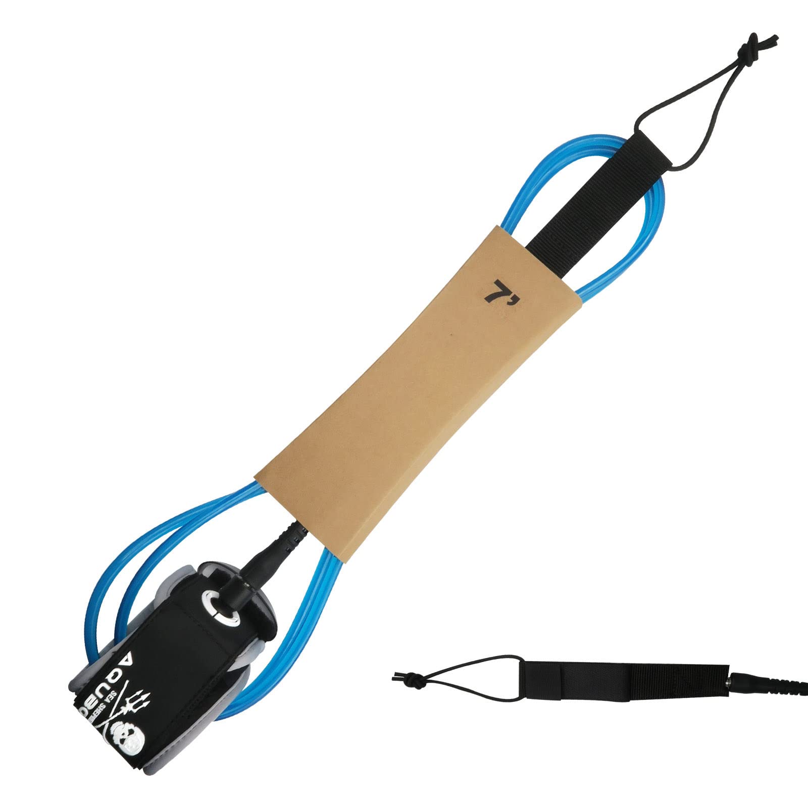Correa de Tabla de Surf, Cuerda de Pierna Sup de 6/7/8 pies, Correa de Tobillo Ajustable 7 mm, Correa de Surf Recta con Bolsillo para Llaves para shortboard, Skimboard, Longboard