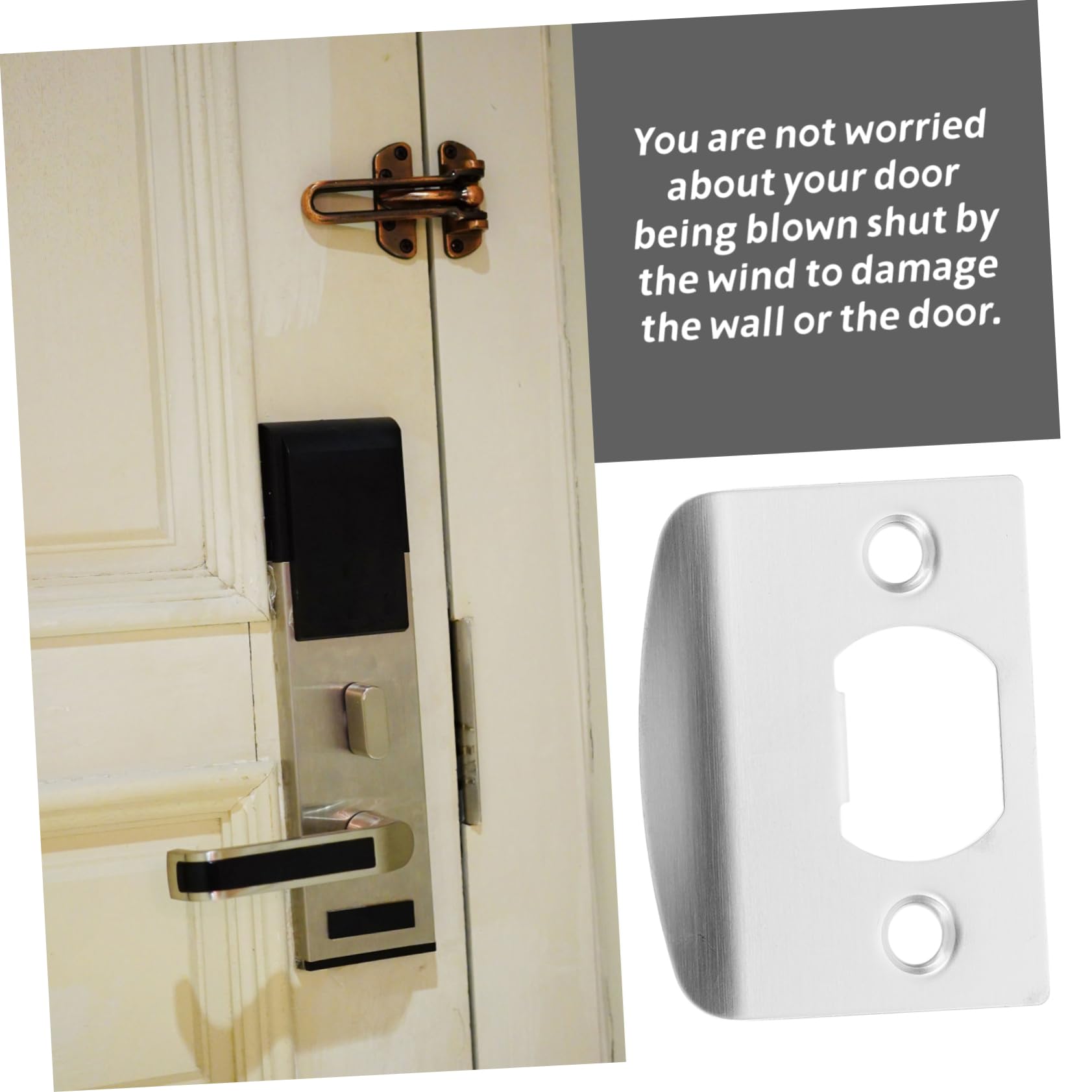 DOITOOL 5 Ensembles Guide De Porte Gâches Pour Portes Intérieures Cylindre De Serrure À Combinaison Avec Loquet À Clé Boutons De Porte Quincaillerie De Porte Pince 8 pièces * 5