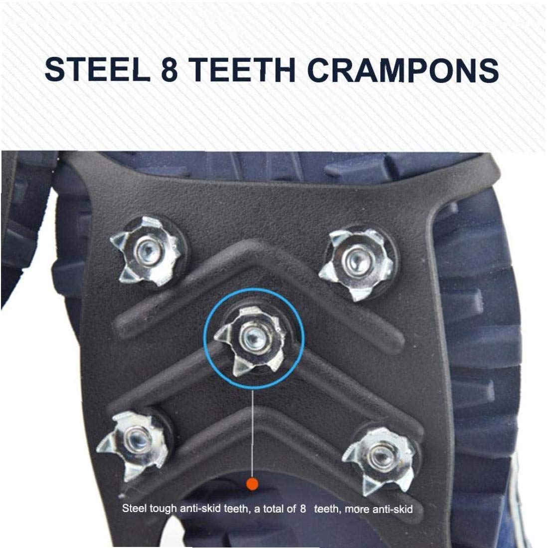 Crampons de Glace Crampons de Traction sur Neige Crampons pour Bottes de Chaussures Crampons de Marche en Caoutchouc glacé Chaussures Extensibles antidérapantes (m)