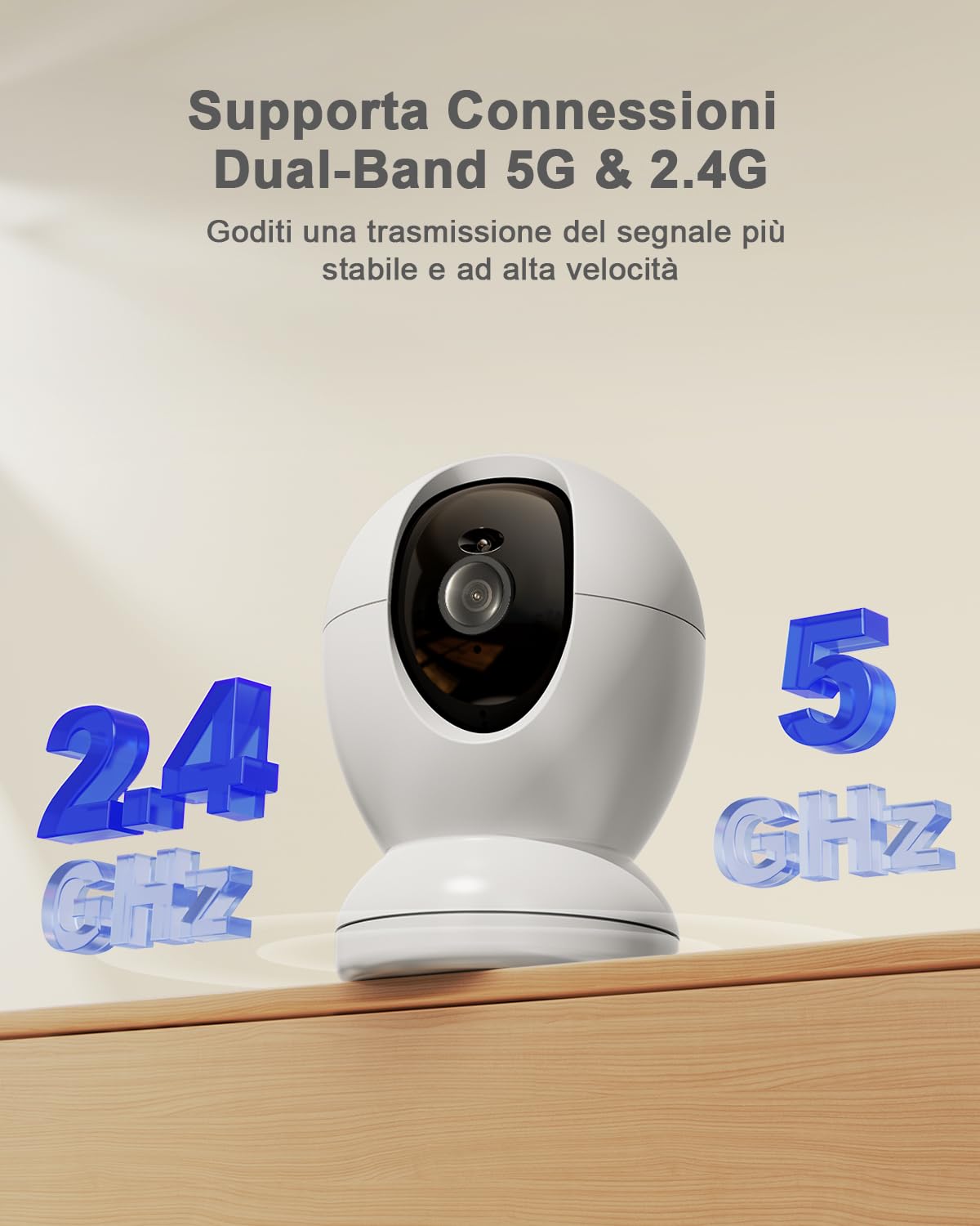 usogood Telecamera WiFi Interno 4MP, Videocamera Sorveglianza 360° per Bambini/Animali con Rilevamento e Tracciamento del Movimento, Sirena, 2.4G&5G WiFi, Visione Notturna, Audio Bidirezionale