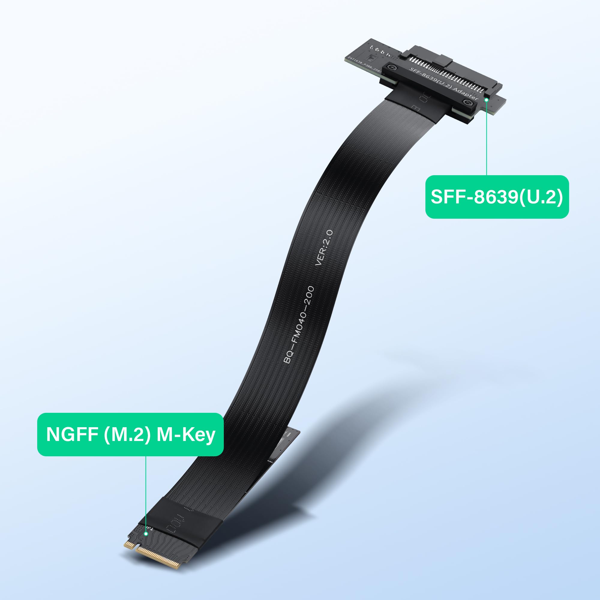 Câble hôte M.2 M-Key PCI-E4.0 2280 NGFF vers U.2 SFF-8639 20 cm compatible SSD NVMe