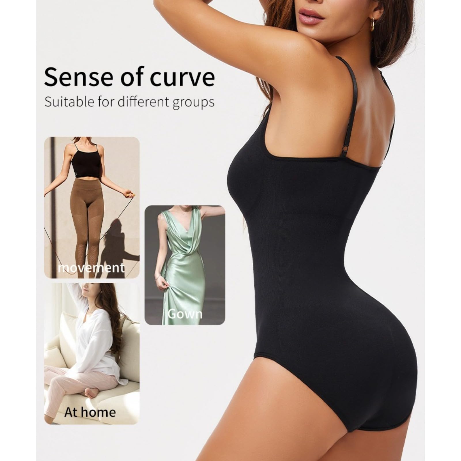 MOCHAMIK Odzież modelująca dla kobiet Body wyszczuplają brzuch Slim Fit Kombinezon z wycięciem pod szyją, długim rękawem i rzeźbieniem ciała