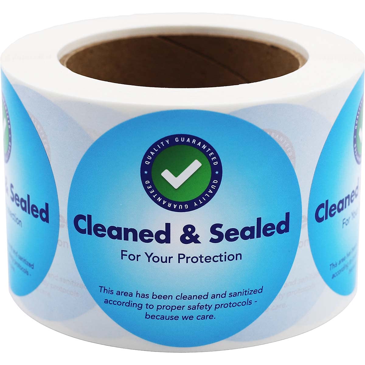 Cleaned and Sealed Tamper Seal Labels Blue 2 Inch Round 500 Total Stickers