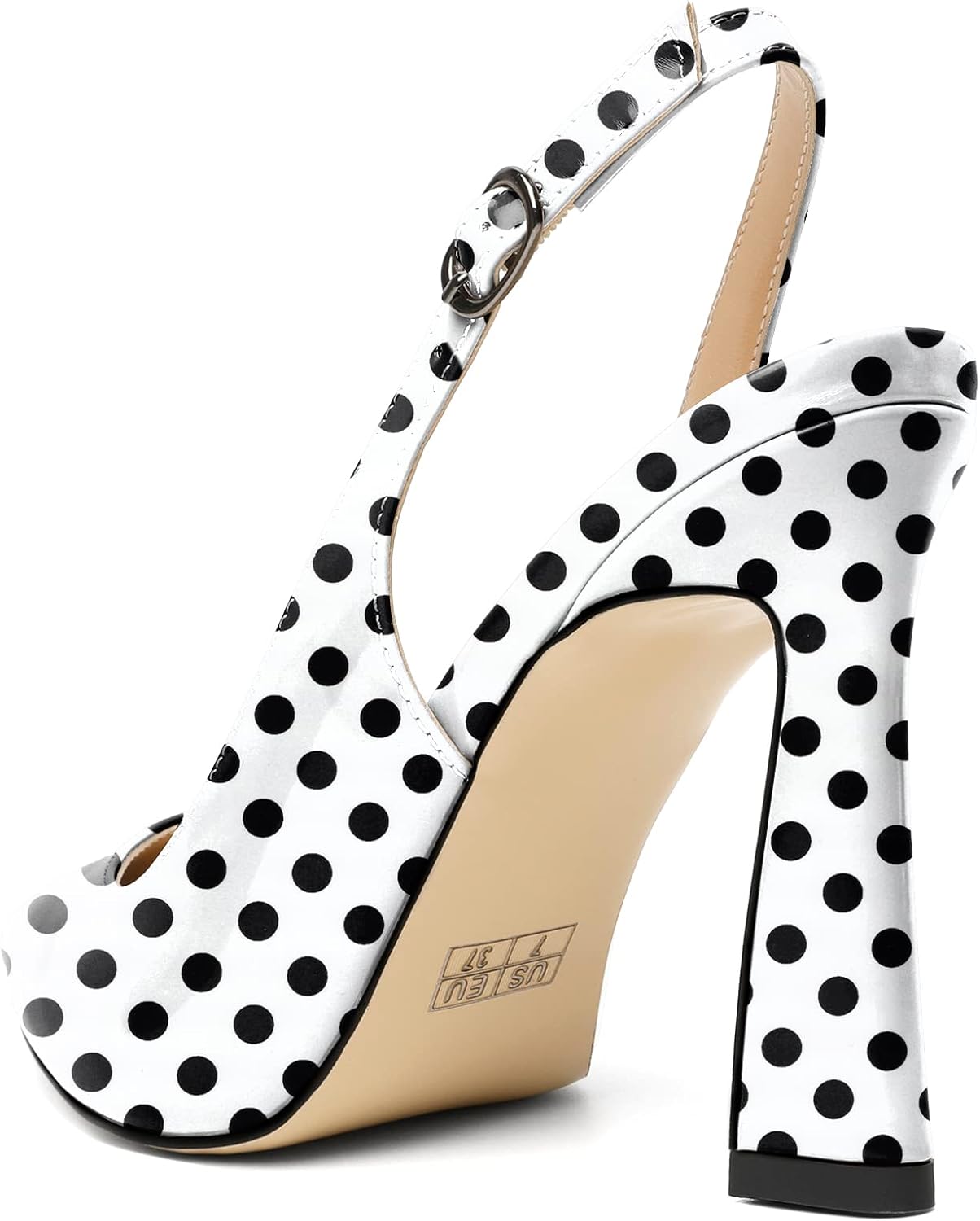 AUMOTED Women's Stilettos High Heels Slingback Pumps Close Pointed Toe Spool Heels Patent Solid Dating Party Dress Shoes 4 Inch