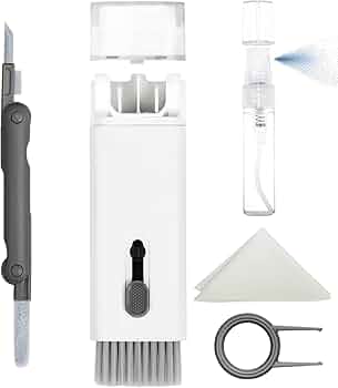 Walrfid Airpods Electronic Screen 7 in 1 Cleaner Kit Laptop Keyboard Cleaning Tool for ipad/iwatch/Computer/Phone/MacBook with 5ml Touchscreen Cleaners Mist (Grey)