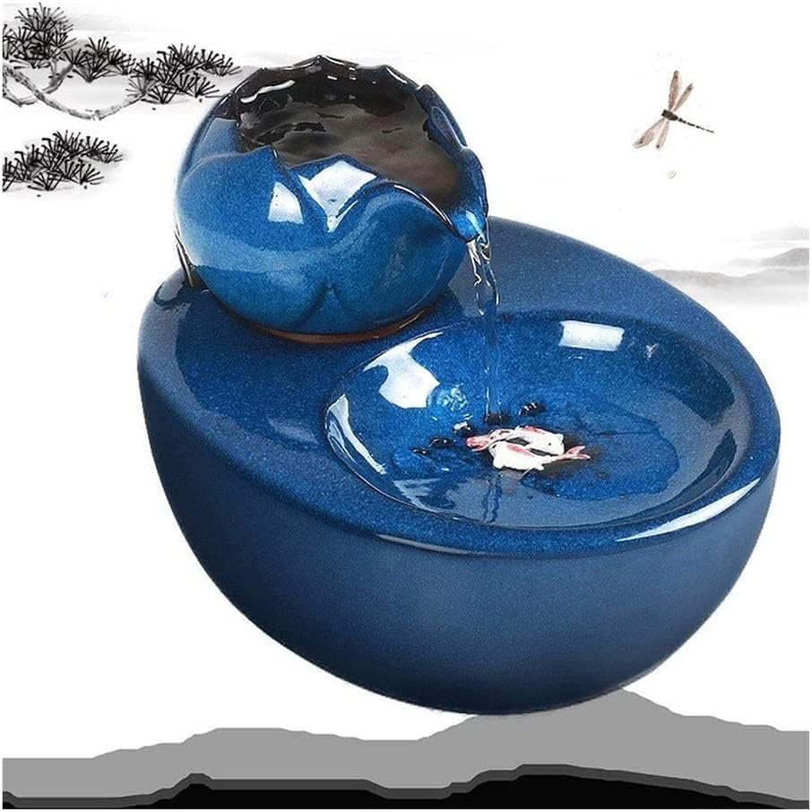 Fountain Cat Water Fountain,Ceramic Pet Drinking Fountain for Cats and Dogs Automatic Silent Pet Water Dispenser with Filter Pet Water Dispenser (Color : Leaf White) (Lotus Blue)