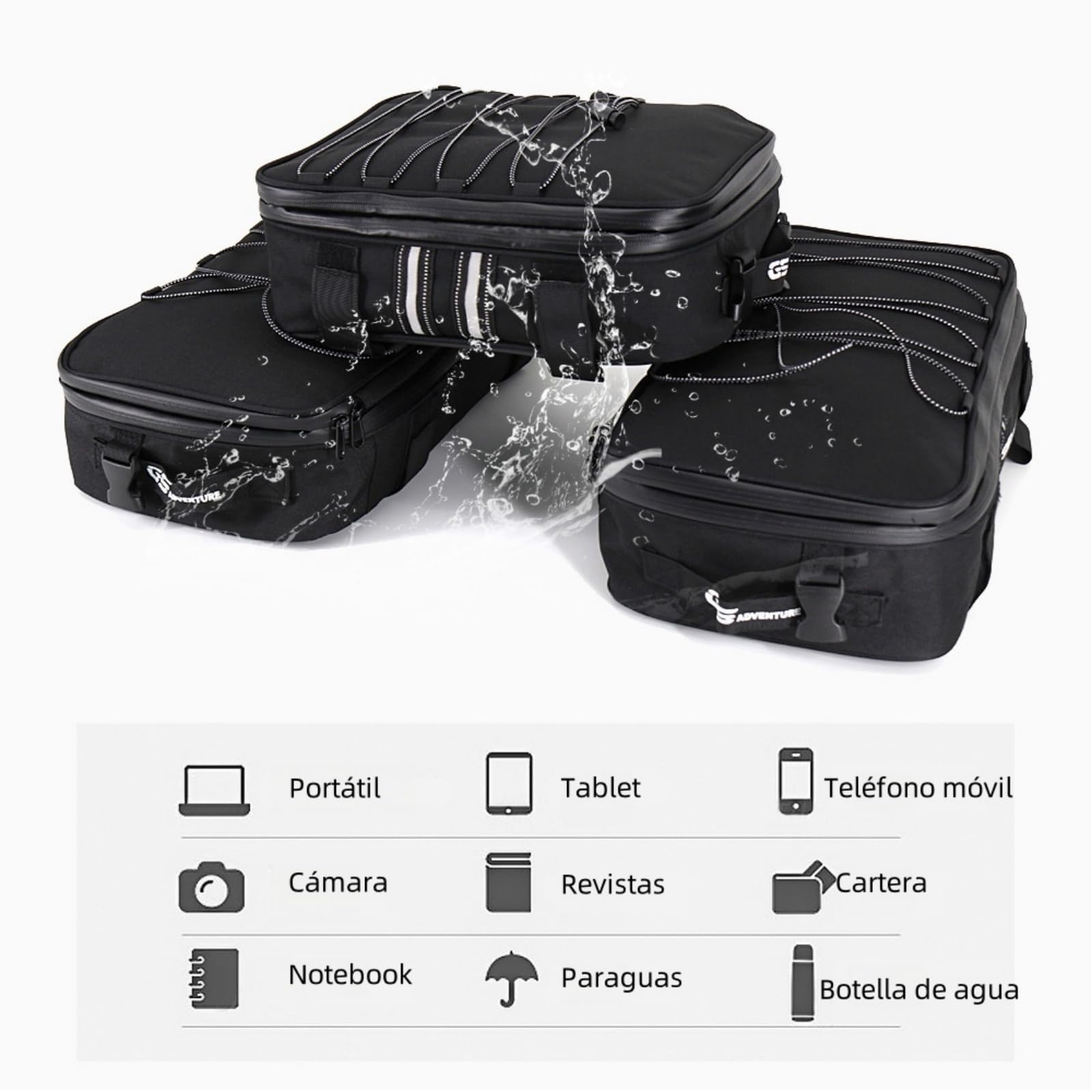 Bolsas De Equipaje para Moto Top Pack, Adicionales para R1200GS, F650GS, F700GS, F750GS, F800GS, Accesorios para Moto, Superiores Multifuncionales (Dos Bolsillos Laterales)