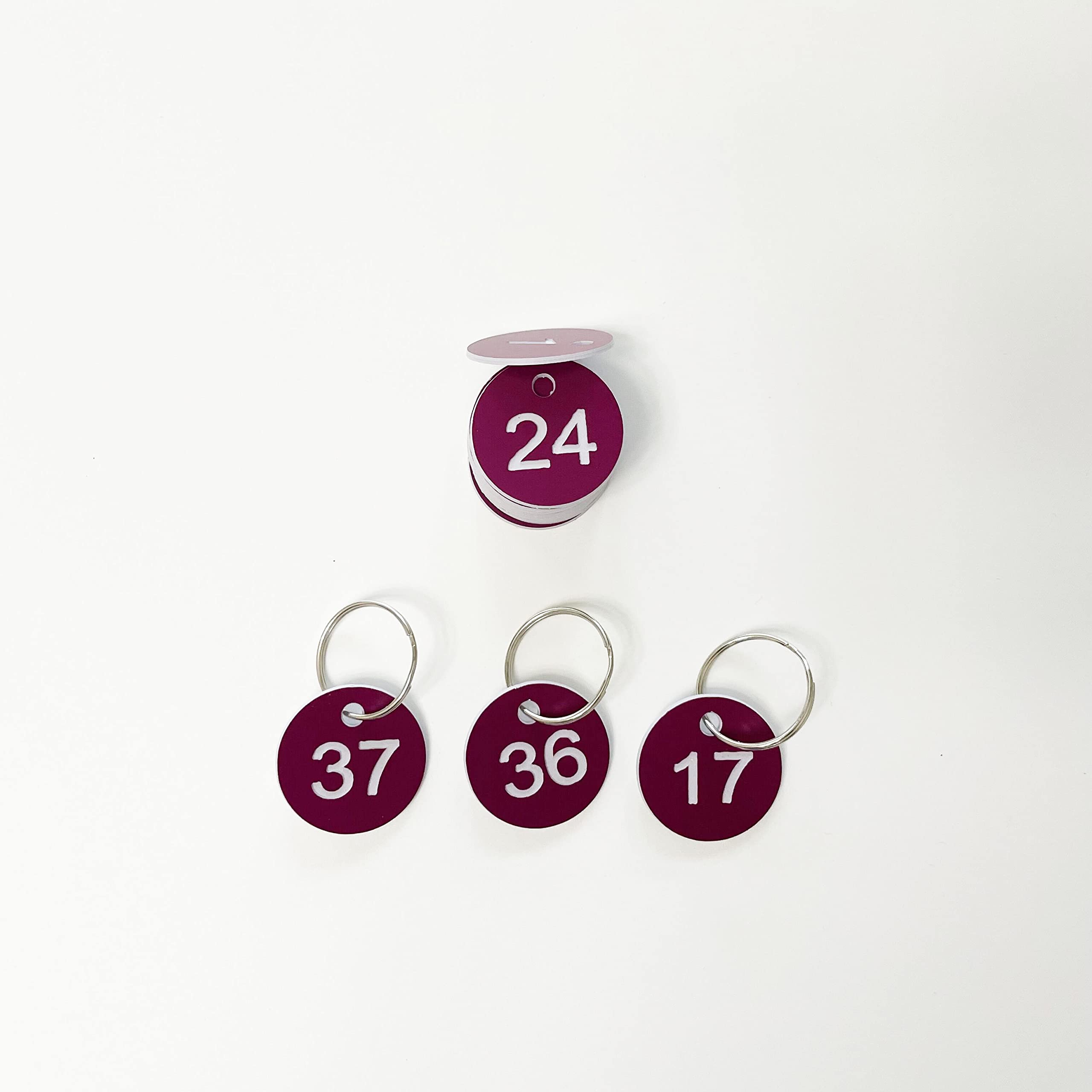 Plastic ID Number Tags Number Labels Key Tags with Key Rings (Purple, 1-100) - Image 3
