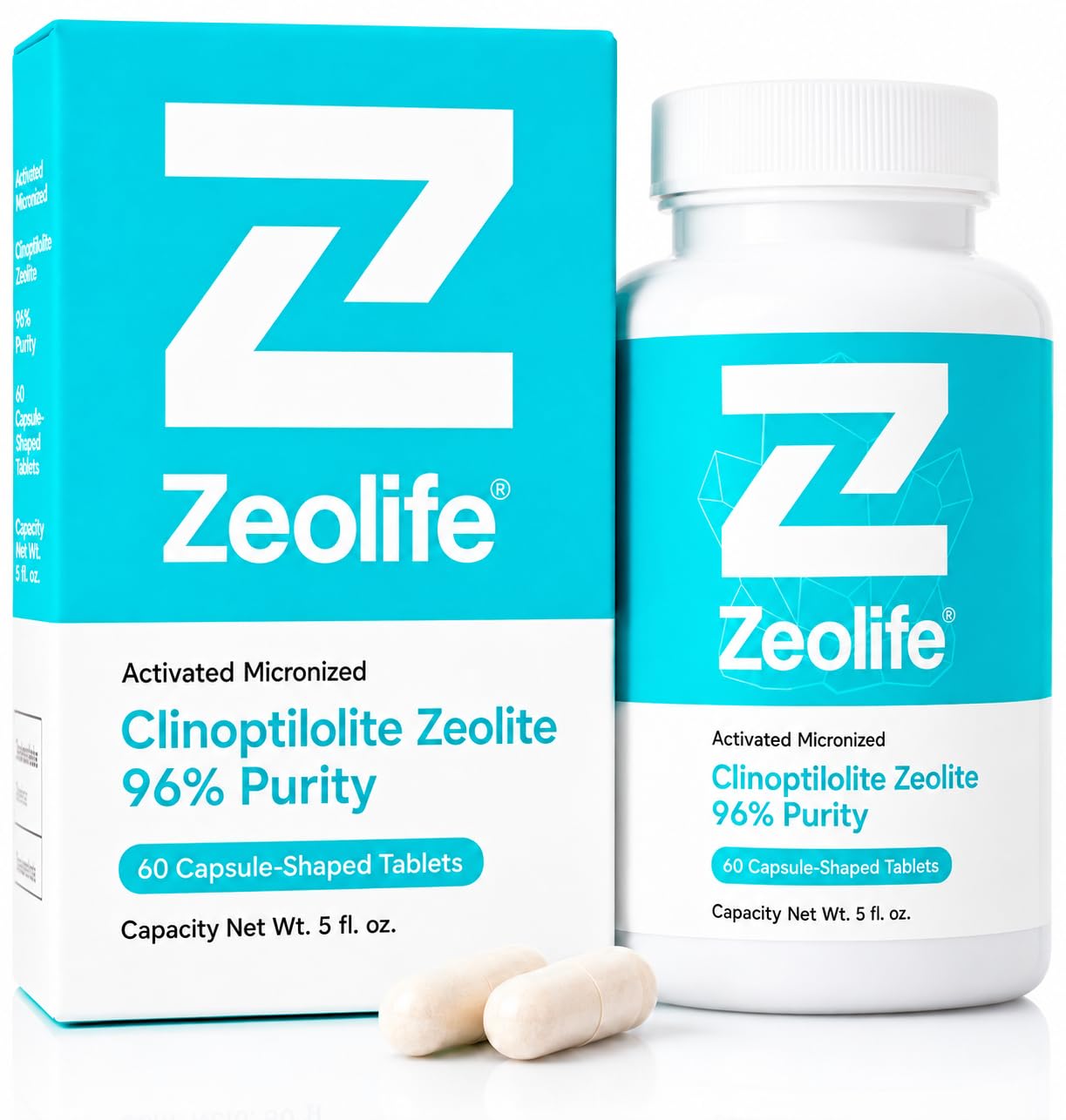 Zeolite Clinoptilolite Capsules Micronized Activated Volcanic Mineral Supplement Food Grade 96% Pure Formula 60 Count 1g Vegan Gluten Free Unflavored Daily Wellness Support for Adults