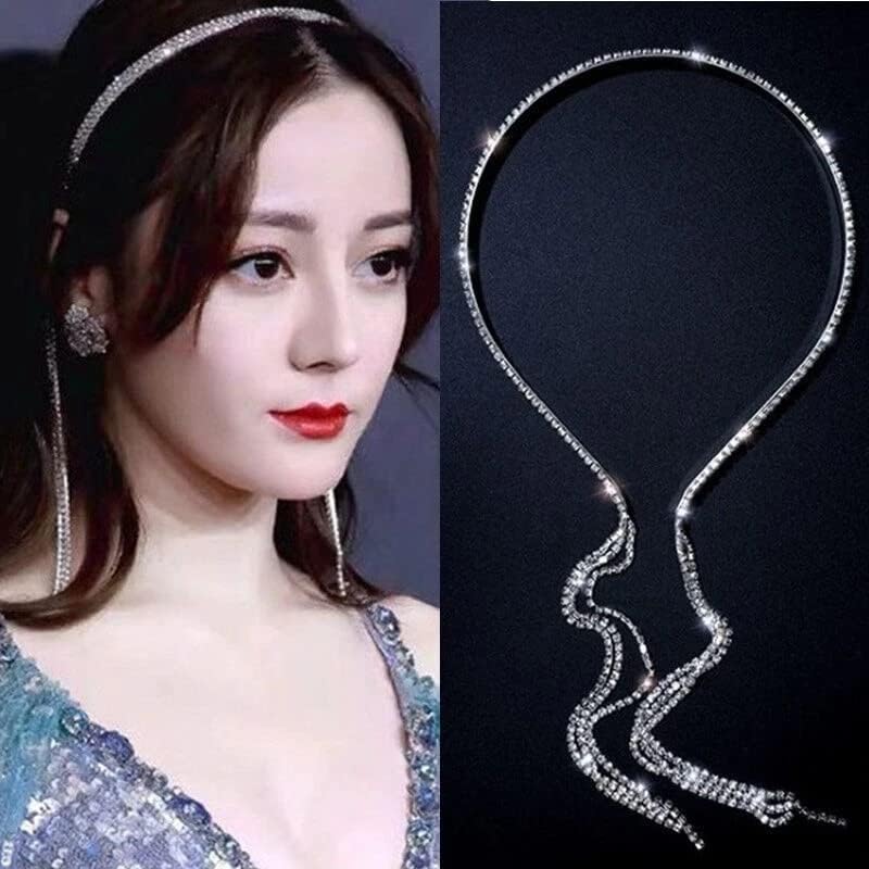 kalka fashion Diamond Shining Luxury Alloy Rhinestone Hairband For Women Long Chain Tassel Bands Crystal Headband Wedding Hair Band Accessories (B0DCW5RQ27) Amazon Price History, Amazon Price Tracker