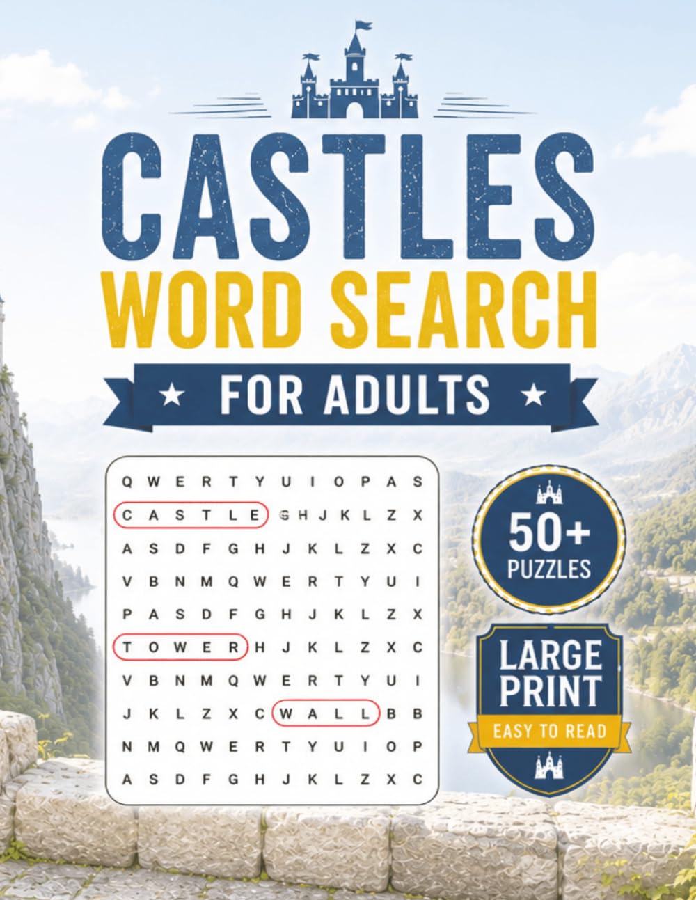 Large Print Castles Word Search Puzzle Book For Adults: Word Searches with Large Print about Castles | 50+ Puzzles | Gift for Adults, Castle Enthusiasts