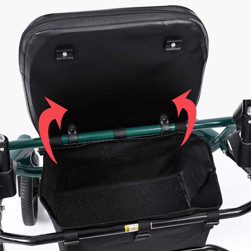 Andador con Ruedas Plegable Ligero con Asiento y Respaldo Acolchados, Cesta Debajo del Asiento Silla de Transporte de 4 Ruedas (1 Pieza) Interesting