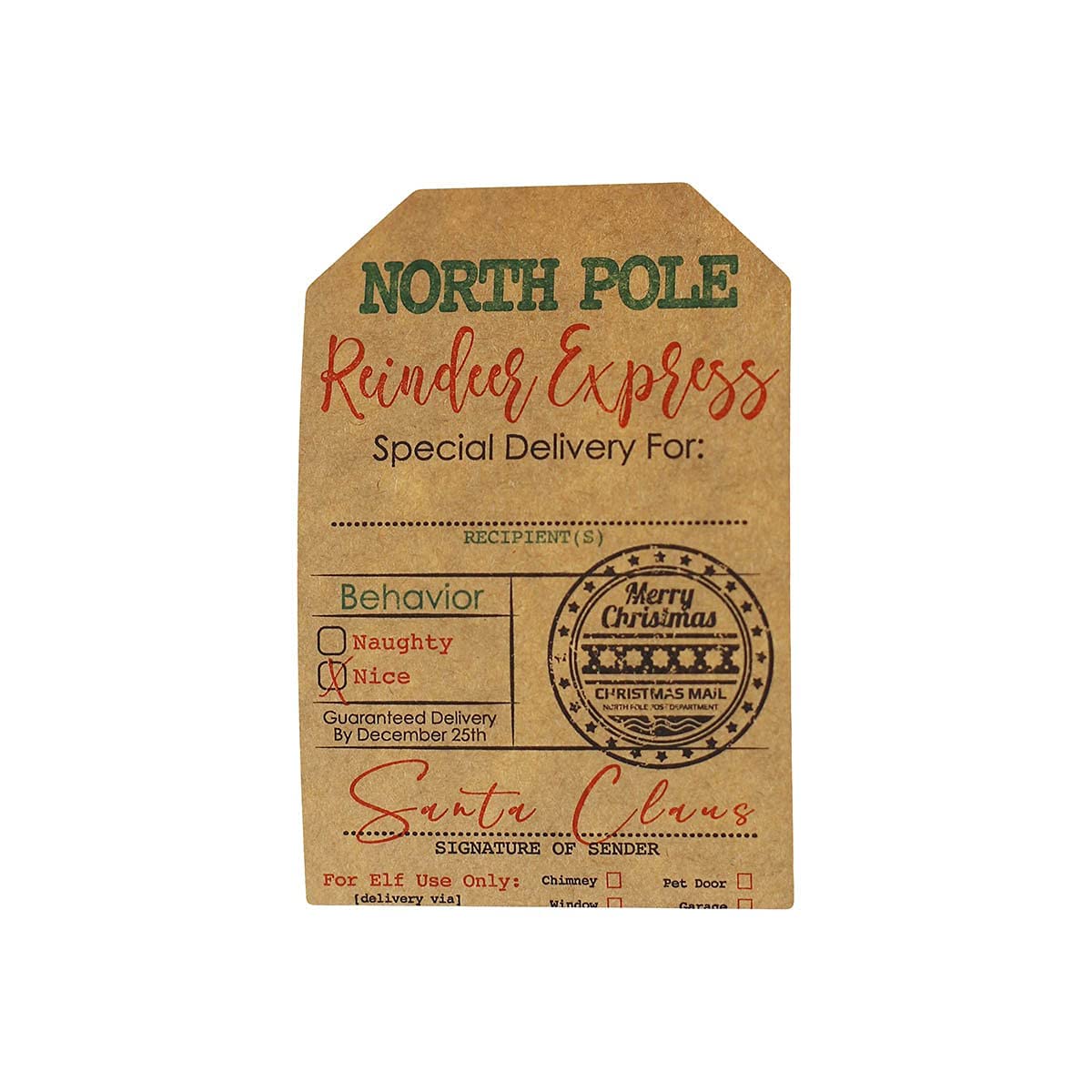 Etichette adesive per regali di Natale, in carta kraft naturale, 5 x 7 cm, 100 etichette totali