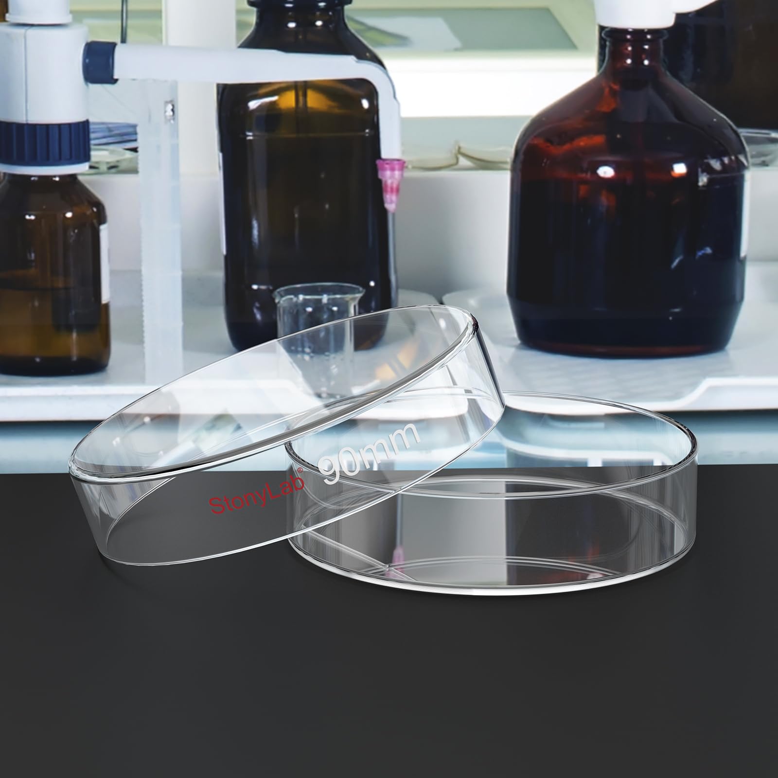 stonylab Glass Petri Dish with Lid, 5-Pack Borosilicate Glass Clear Culture Dish for Laboratory, 90x20 mm — Amazon image 6