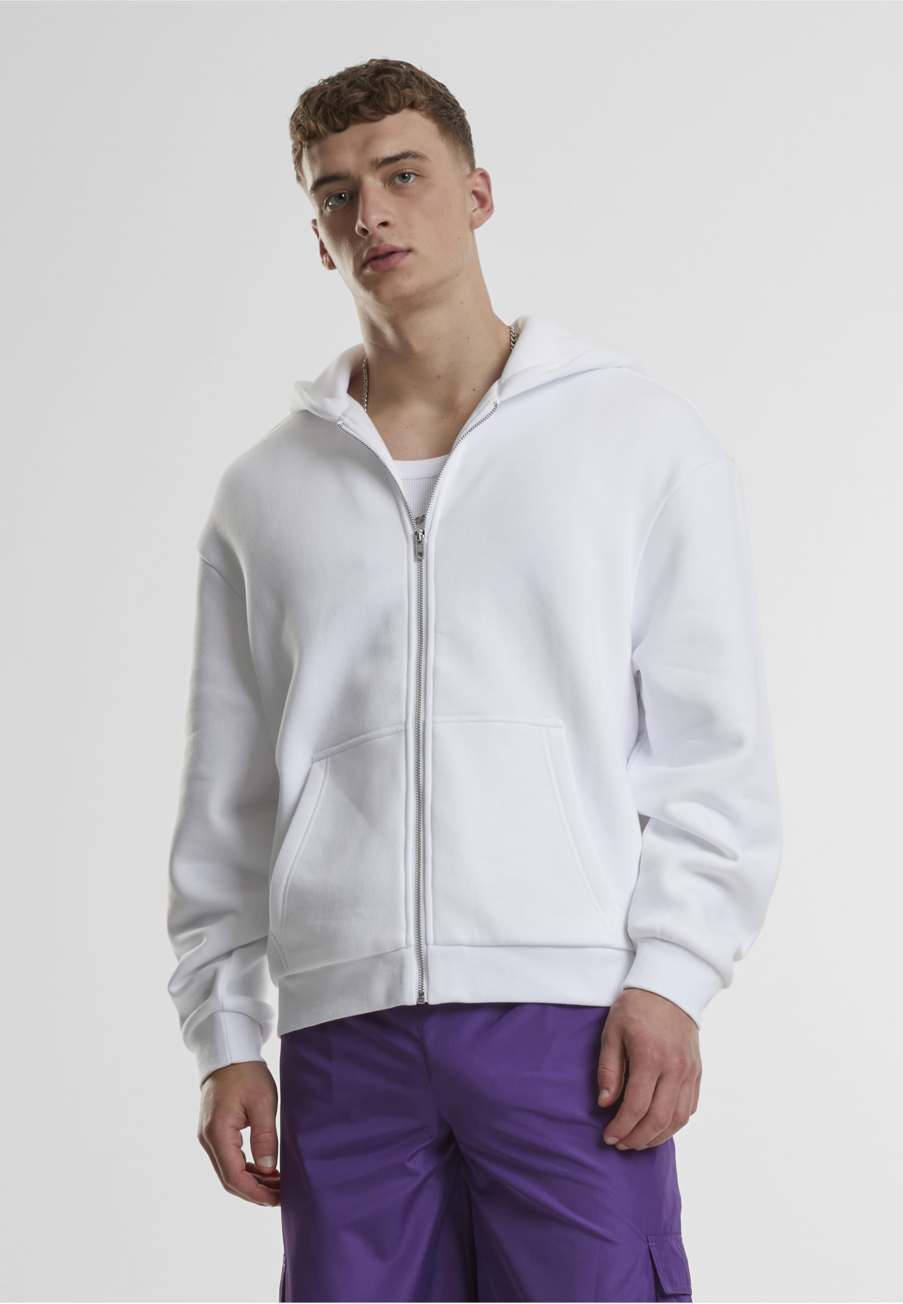 Urban Classics Herren Kapuzenpullover Fluffy Zip Hoody, Flauschiger Kapuzenpullover mit Reißverschluss, Zip Hoodie für Männer, Oversize Fit