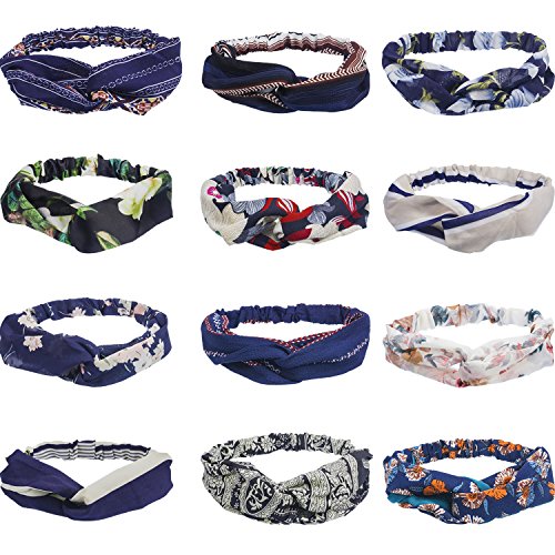 Maxdot 12 Pieces Women Headbands Elastic Hair Bands Turban Women Girls Headwrap Yoga Sports Stretchy Headband