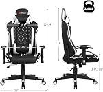 POWERSTONE Chaise de jeu, inclinateur de jeu avec accoudoirs réglables Massage Lombaire Oreiller Large Coussin Bureau ergonomique chaise informatique pour adultes, blanc