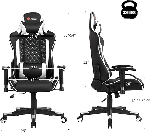 Miniatura 10 de POWERSTONE Silla de masaje para videojuegos, silla ergonómica para juegos de computadora con reposabrazos ajustable, respaldo alto, silla giratoria