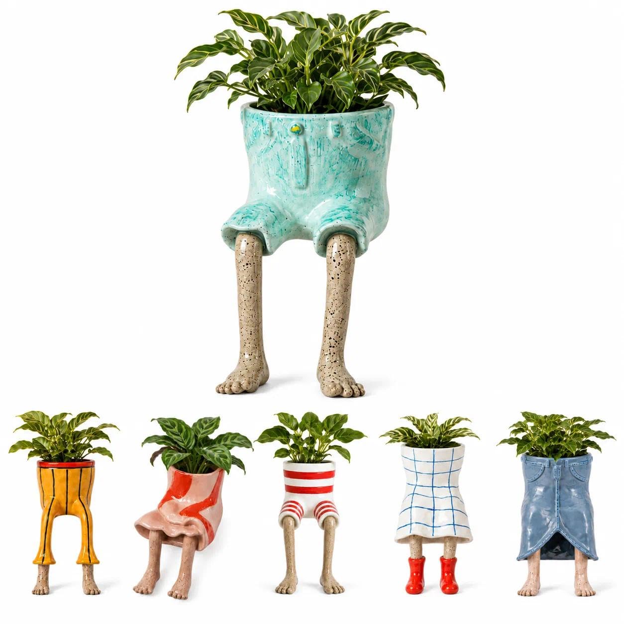 Artlyxo Funny Plant Pots, Leggy Pot Resin Planter, Yellow