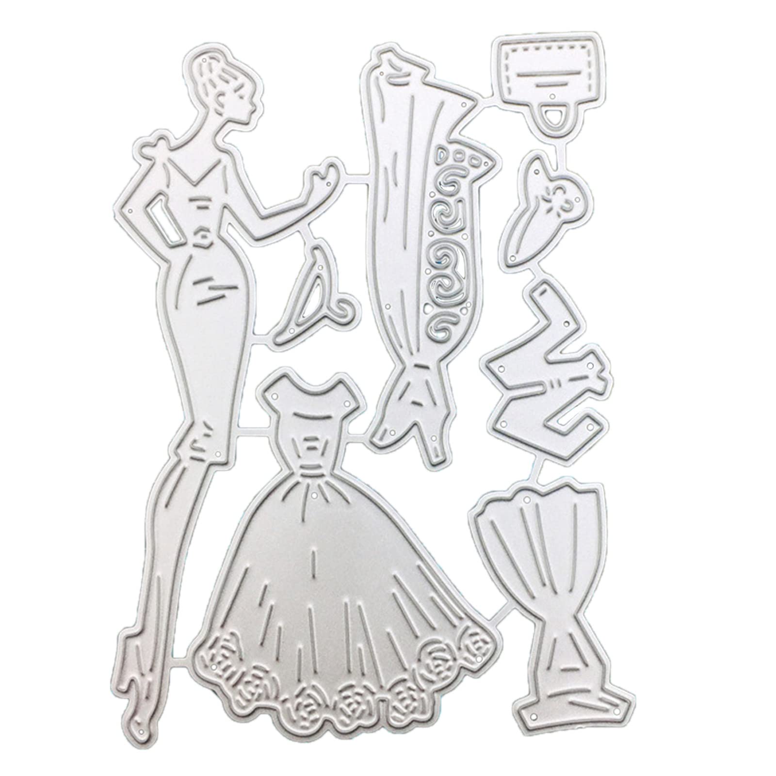 Mekalero Beauty Dress Metal Cutting Dies Scrapbooking Stencil Die Cuts Card Embossing Photo Album Template Mold Decoration Cutting Dies Stencil Metal Template Molds