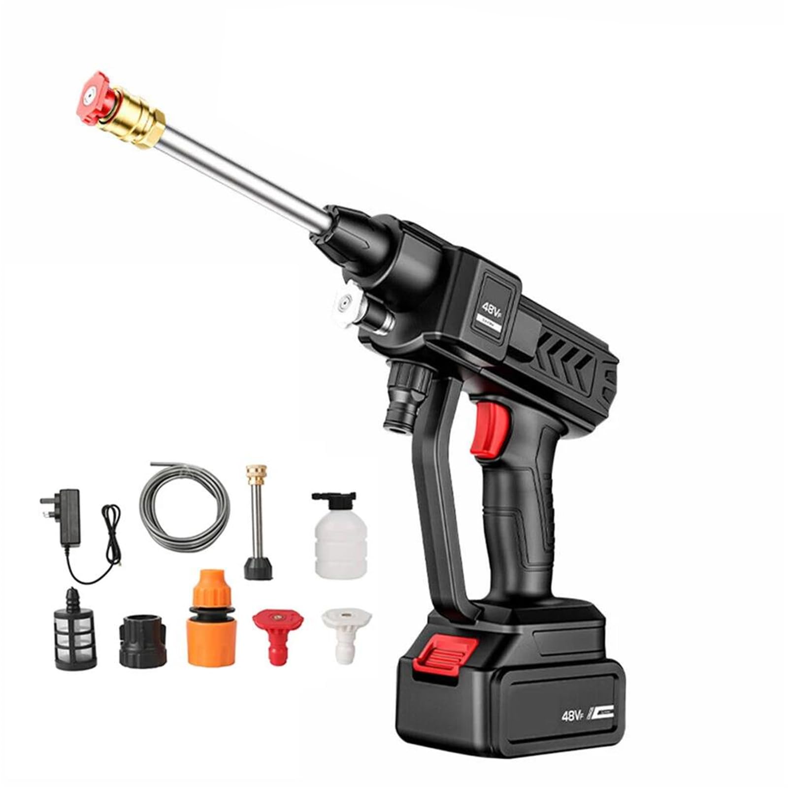 Bezprzewodowa myjka ciśnieniowa, wysokociśnieniowa myjnia samochodowa Pistolet 30Bar Generator piany Pistolet na wodę w sprayu do czyszczenia samochodu/ogrodzenia/ściany/tarasu,Two batteries