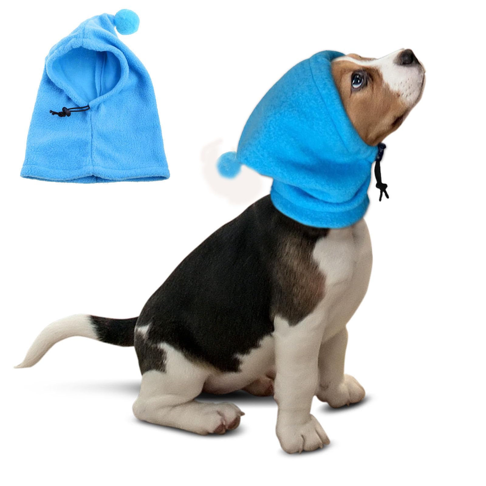 BT Bear Dog Hat,Soft Warm Fleece Dog Hats Calming Dog Ears Cover Windproof Quiet Ears for Small Dogs Medium Dogs,Blue M