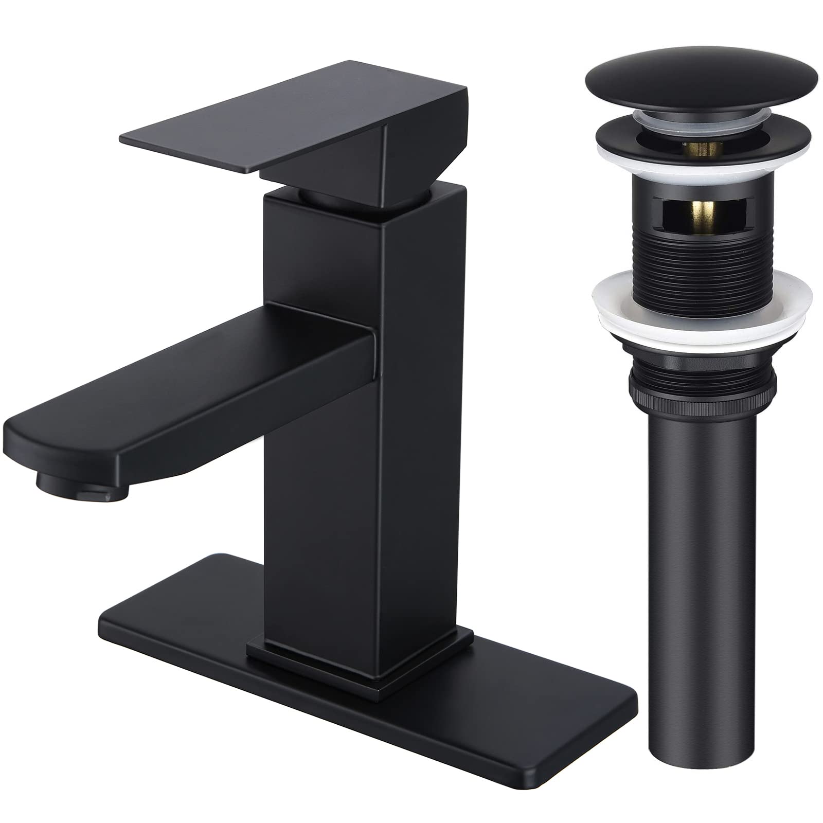 Matte Black Bathroom Faucet Single Hole: Bathroom Sink Faucet 3 Hole Cover Plate - Modern Single ...