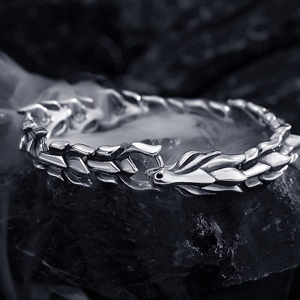 YABEME 925 Sterling Silber Wikinger Keltischen Drachen Armband Vintage-Stil Nordischen Amulett Schmuck Männer Manschette Armreif