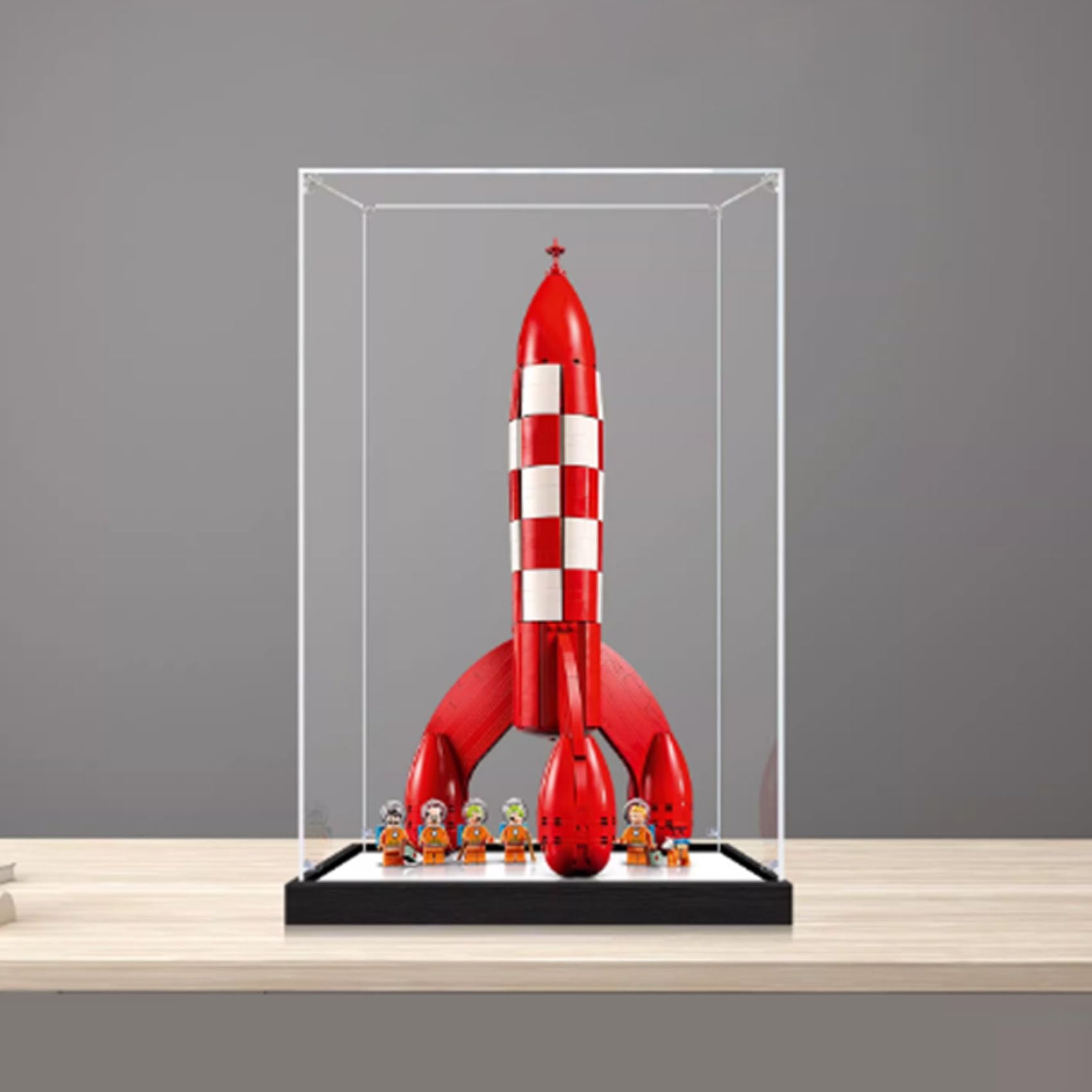Vitrina acrílica para Le-go 21367 modelo de cohete lunar, caja expositora a prueba de polvo (solo caja de exhibición) (estilo C 3 mm)