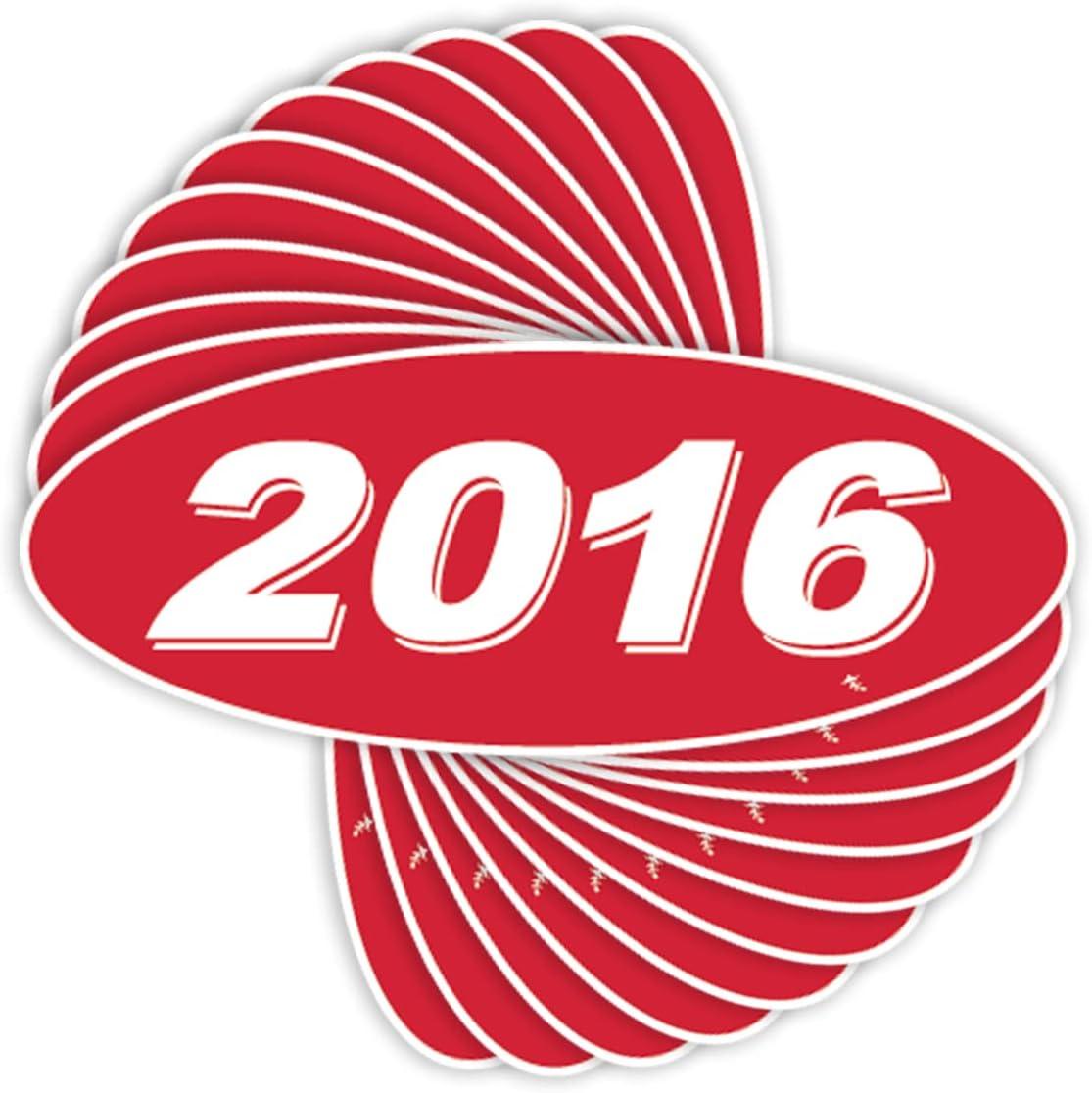Versa-Tags Versa Tags 2016 Oval Model Year Car Dealer Window Stickers Proudly Made in The USA Versa Oval Model Windshield Year Stickers are Red and White in Color Come Twelve (12) to A Pack