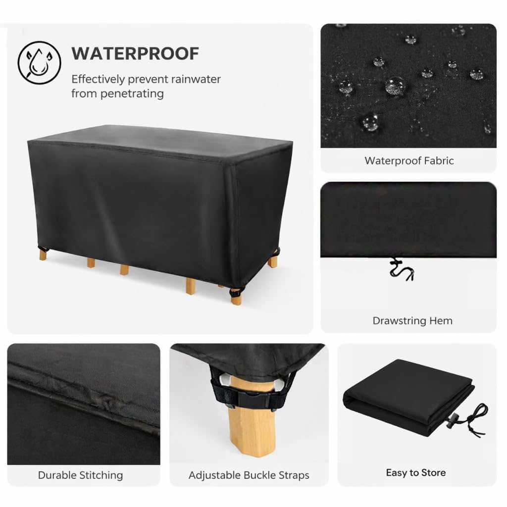 Housse Salon de Jardin Imperméable 420D Oxford, 340x210x75cm/LxWxH Bâche Protection Cube et Lounge Extérieur Anti-UV, Couverture Meubles avec Boucles