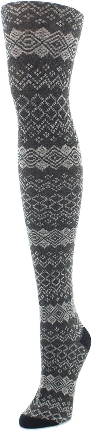 MeMoi Horizontal Diamond Cotton Blend Sweater Tights - Image 3