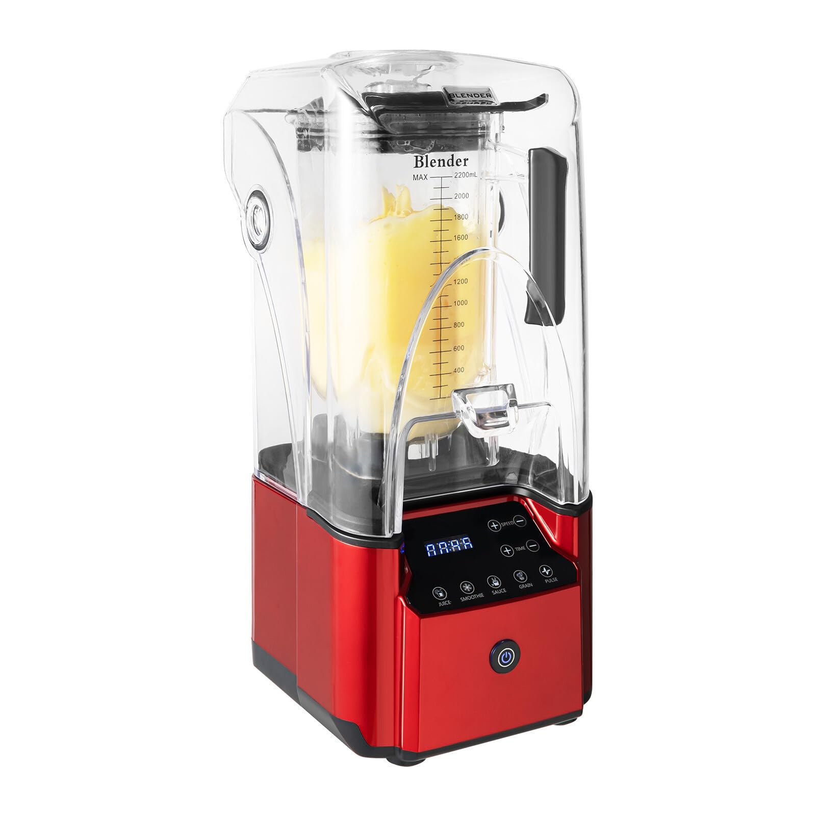 Batidora de 6 hojas de acero soplado de alto rendimiento con aislamiento acústico, batidora universal inteligente táctil inteligente para batidos, insonorizada, 2,2 litros, 2200 W