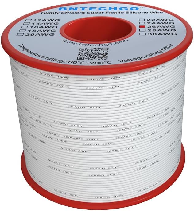 BNTECHGO 26 Gauge Silicone Wire Spool Red and Black Each 500ft Flexible 26 AWG Stranded Tinned Copper Wire