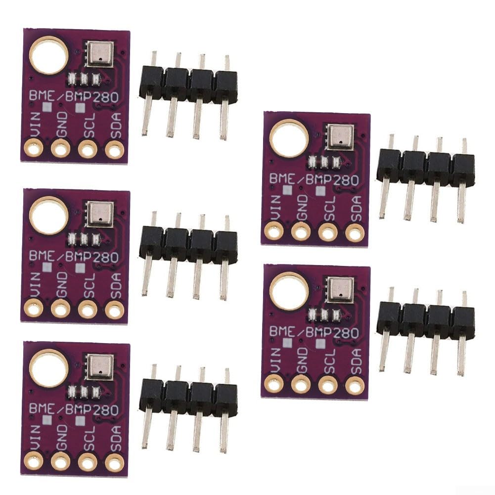 Módulo de sensor digital de temperatura, humedad y presión, para BME280 I2C para interfaz SPI, rango de -40 a 85C, compacto de 13 x 10 mm para electrónica de bricolaje, paquete de 5 (3.3 V)