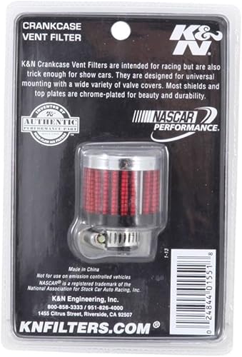 Miniatura 7 de K&N Filtro de aire de ventilaciónrespiradero Alto rendimiento, Premium, Lavable, Filtro de motor de repuesto Diámetro de la brida 0.3125 in, Altura