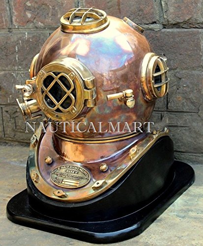 NauticalMart Solid Copper & Brass Vintage Diving Divers Helmet